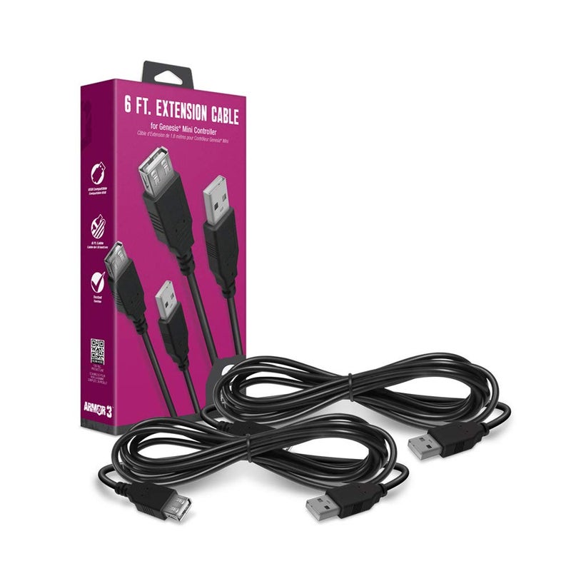 Armor3 6 Ft. Extension Cable for Genesis Mini Controller (2-Pack) - Image 1
